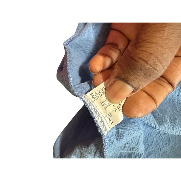 Casual Loose A Line Sleeveless Blue Button Detail Tunic Dress With Pockets Sz M - Picture 5 of 9